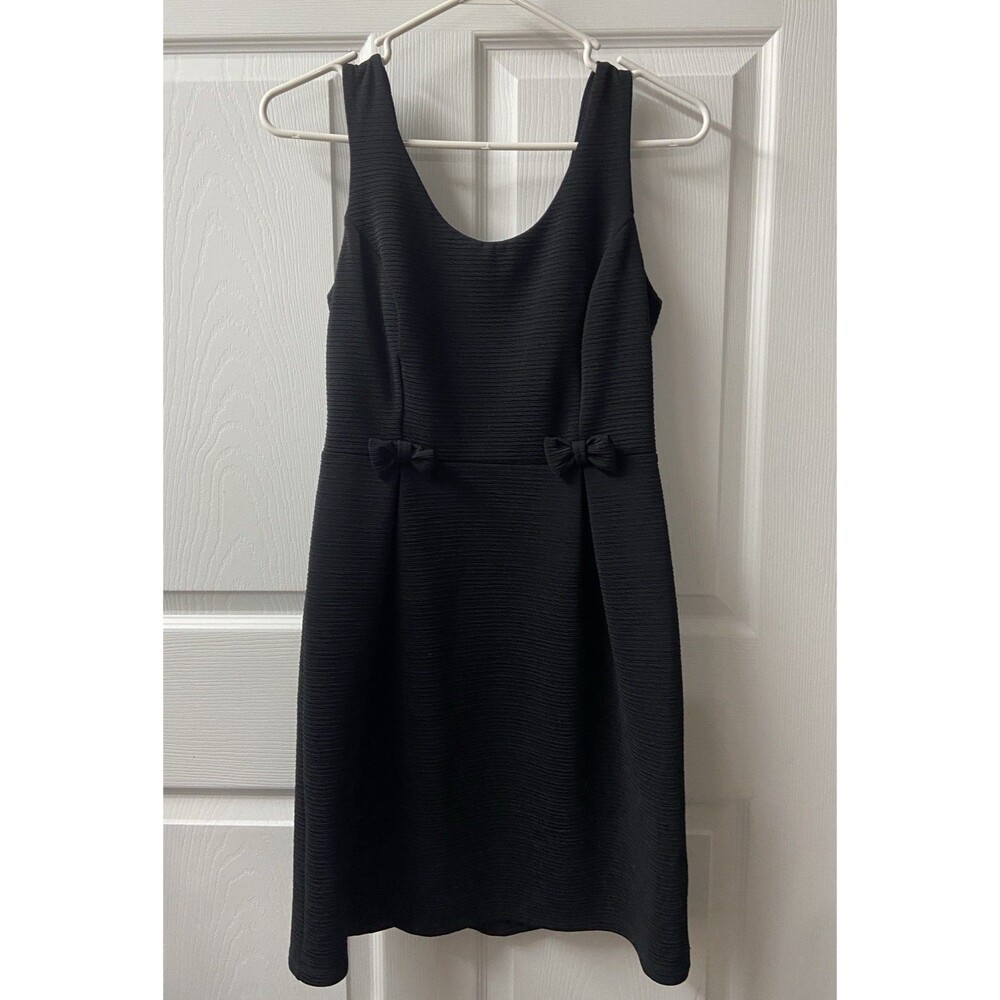 Laura Conrad Dress Womens 8 Little Black Sleeveless Textured Knit Bow Capsule